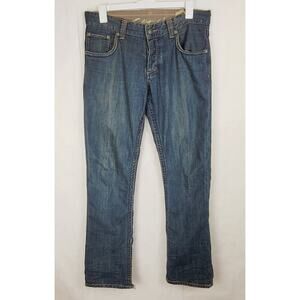 Stitch's Denim Texas blue button fly distressed jeans Size 34 Western Retro